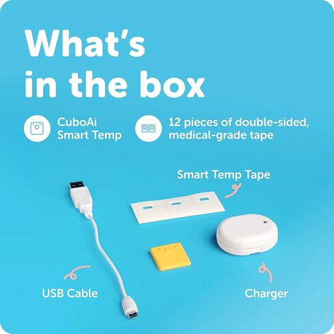 CuboAi Smart Temp | Medical-Grade Thermal Sensor to Continuously Monitor Baby’s Temperature | Wearable Axillary Thermometer for Real-Time Tracking | Must be Paired with CuboAi Plus Smart Baby Monitor in Kuwait