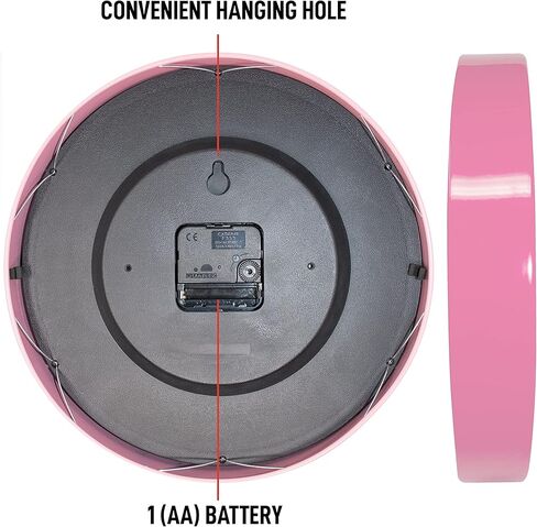 ساعة حائط بإطار معدني وردي تعليمي من اختيار المعلم ليلا ونهارا | عملية صامتة - ساعة تعليمية للوقت مثالية للفصول الدراسية وغرف نوم الأطفال (وردي) in Kuwait