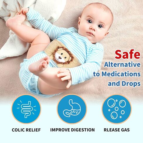 Baby Colic and Gas Relief, Heated Tummy Wrap for Newborns Belly Relief by Soothing Warmth, Baby Heating Pad Swaddling Belt Relief & Soothe Gas, Colic and Upset Stomach in Babies and Toddlers (Lion) in Kuwait