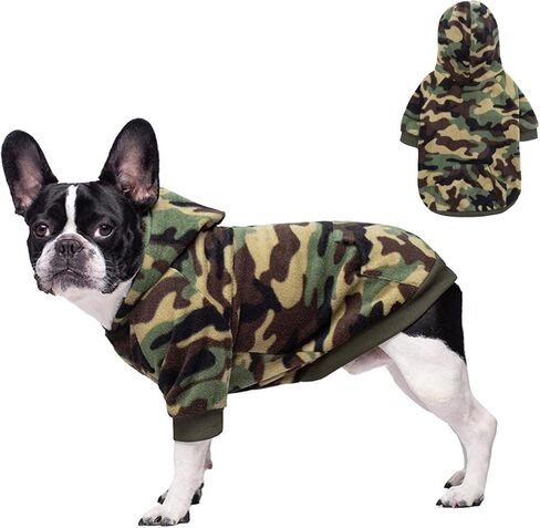 Dog Camo Hoodie, Dog Winter Clothes, Pet Hooded Sweatershirt Pullover, Dog Coat Apparel for Small Medium Dogs Cats (Blue Fleece,XS) in Kuwait