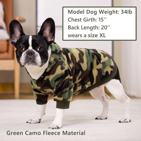 Dog Camo Hoodie, Dog Winter Clothes, Pet Hooded Sweatershirt Pullover, Dog Coat Apparel for Small Medium Dogs Cats (Blue Fleece,XS) in Kuwait