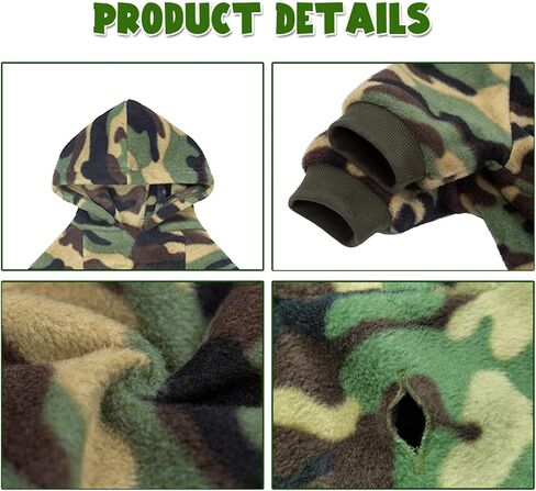 Dog Camo Hoodie, Dog Winter Clothes, Pet Hooded Sweatershirt Pullover, Dog Coat Apparel for Small Medium Dogs Cats (Blue Fleece,XS) in Kuwait