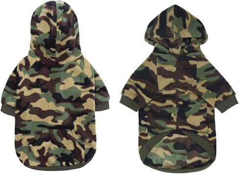 Dog Camo Hoodie, Dog Winter Clothes, Pet Hooded Sweatershirt Pullover, Dog Coat Apparel for Small Medium Dogs Cats (Blue Fleece,XS) in Kuwait
