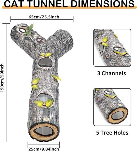 نفق للقطط من ميهيدفي، انفاق قابل للطي للقطط في الاماكن المغلقة، انبوب كبير قابل للطي في 3 اتجاهات مع فتحات نظرة، العاب نفق للقطط لتدريب الحيوانات الاليفة، العاب تفاعلية للقطط الصغيرة والمتوسطة in Kuwait