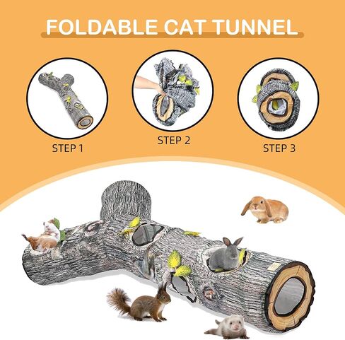 نفق للقطط من ميهيدفي، انفاق قابل للطي للقطط في الاماكن المغلقة، انبوب كبير قابل للطي في 3 اتجاهات مع فتحات نظرة، العاب نفق للقطط لتدريب الحيوانات الاليفة، العاب تفاعلية للقطط الصغيرة والمتوسطة in Kuwait