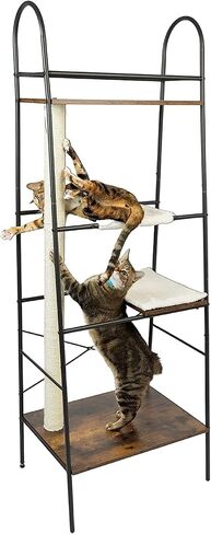 متسلق القطط PetFusion VersiCLimb | أثاث الحيوانات الأليفة متعدد الأغراض مع عمود خدش طويل وأرجوحة للقطط | أداة خدش القطط متعددة المستويات رائعة لتخزين الحيوانات الأليفة أو عرض الصور والكتب | 1 سنة وار in Kuwait
