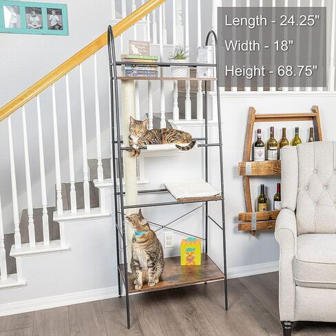 متسلق القطط PetFusion VersiCLimb | أثاث الحيوانات الأليفة متعدد الأغراض مع عمود خدش طويل وأرجوحة للقطط | أداة خدش القطط متعددة المستويات رائعة لتخزين الحيوانات الأليفة أو عرض الصور والكتب | 1 سنة وار in Kuwait