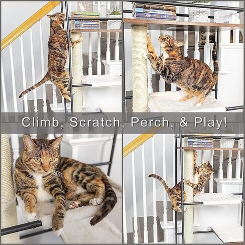 متسلق القطط PetFusion VersiCLimb | أثاث الحيوانات الأليفة متعدد الأغراض مع عمود خدش طويل وأرجوحة للقطط | أداة خدش القطط متعددة المستويات رائعة لتخزين الحيوانات الأليفة أو عرض الصور والكتب | 1 سنة وار in Kuwait