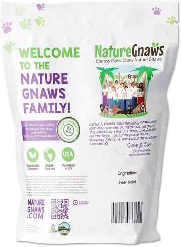 قضم الطبيعة - أعواد لحم بقري متشنج للكلاب - عظام مريء لحم البقر الطبيعية الممتازة - حلوى مضغ لذيذة للكلاب مكونة من مكون واحد - خالية من الجلود الخام - 6 بوصة in Kuwait