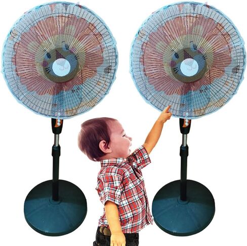 زد دبليو ام اكس جيه غطاء مروحة من قطعتين للاطفال، غطاء حماية امان للمروحة، غطاء شبكي لمروحة اصابع الاطفال الصغار، غطاء شبكي لمروحة الصيف للمنزل الصيفي، مثالي لاباء الاطفال الصغار (13.7 انش - 17.7 انش) in Kuwait