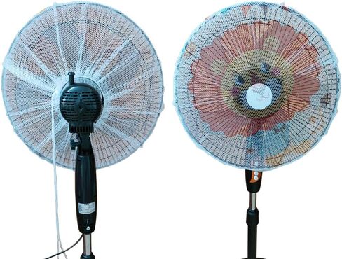 زد دبليو ام اكس جيه غطاء مروحة من قطعتين للاطفال، غطاء حماية امان للمروحة، غطاء شبكي لمروحة اصابع الاطفال الصغار، غطاء شبكي لمروحة الصيف للمنزل الصيفي، مثالي لاباء الاطفال الصغار (13.7 انش - 17.7 انش) in Kuwait