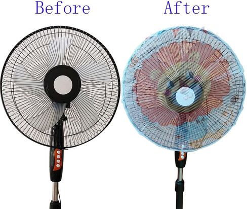 زد دبليو ام اكس جيه غطاء مروحة من قطعتين للاطفال، غطاء حماية امان للمروحة، غطاء شبكي لمروحة اصابع الاطفال الصغار، غطاء شبكي لمروحة الصيف للمنزل الصيفي، مثالي لاباء الاطفال الصغار (13.7 انش - 17.7 انش) in Kuwait