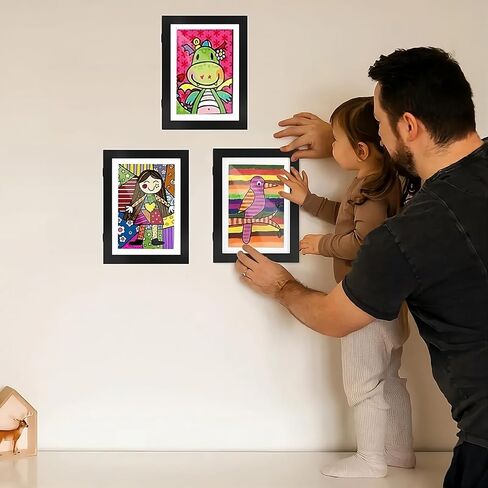 AE Kids Art Frames, A4 size 8.5x11 Front Opening Kids Artwork Frames Changeable, Black Artwork Display Storage Frame for Wall, Magnetic Holds 100 Pcs, for 3D Picture, Crafts, Children Drawing, Hanging in Saudi Arabia
