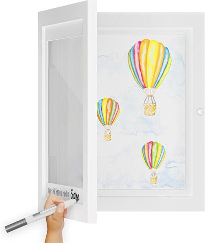 إطارات الأعمال الفنية للأطفال من Crafty Living قابلة للتغيير - إطار فني من الخشب الصلب للأطفال مع ورق مقوى مخصص - مشاريع فنية لطيفة وعملية للأطفال تتضمن إطارات فنية للأطفال مسامير خطافية لا أثر لها (أسود) in Kuwait