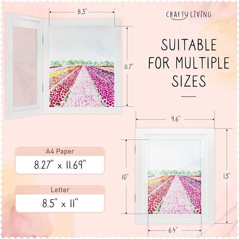 إطارات الأعمال الفنية للأطفال من Crafty Living قابلة للتغيير - إطار فني من الخشب الصلب للأطفال مع ورق مقوى مخصص - مشاريع فنية لطيفة وعملية للأطفال تتضمن إطارات فنية للأطفال مسامير خطافية لا أثر لها (أسود) in Kuwait