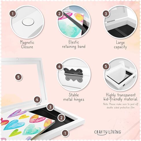 إطارات الأعمال الفنية للأطفال من Crafty Living قابلة للتغيير - إطار فني من الخشب الصلب للأطفال مع ورق مقوى مخصص - مشاريع فنية لطيفة وعملية للأطفال تتضمن إطارات فنية للأطفال مسامير خطافية لا أثر لها (أسود) in Kuwait