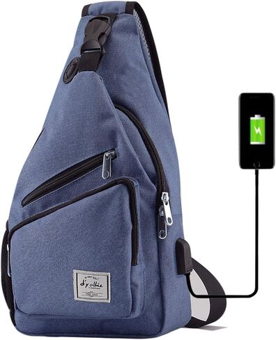 d'yallee 15.4" Sling Bag for Men Crossbody Shoulder Chest Bags Nylon for Travel Gym Sport Hiking with USB Charger Port … in Saudi Arabia