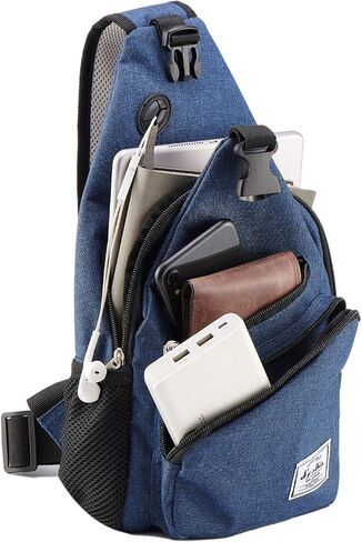 d'yallee 15.4" Sling Bag for Men Crossbody Shoulder Chest Bags Nylon for Travel Gym Sport Hiking with USB Charger Port … in Saudi Arabia