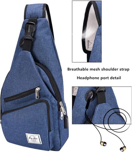 d'yallee 15.4" Sling Bag for Men Crossbody Shoulder Chest Bags Nylon for Travel Gym Sport Hiking with USB Charger Port … in Saudi Arabia