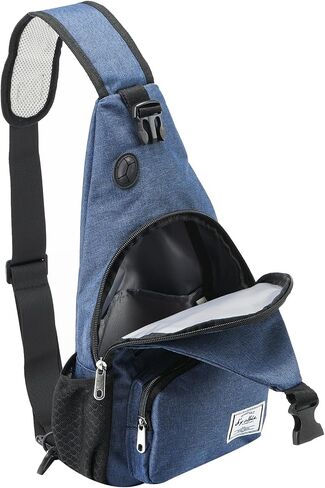 d'yallee 15.4" Sling Bag for Men Crossbody Shoulder Chest Bags Nylon for Travel Gym Sport Hiking with USB Charger Port … in Saudi Arabia