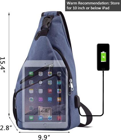 d'yallee 15.4" Sling Bag for Men Crossbody Shoulder Chest Bags Nylon for Travel Gym Sport Hiking with USB Charger Port … in Saudi Arabia