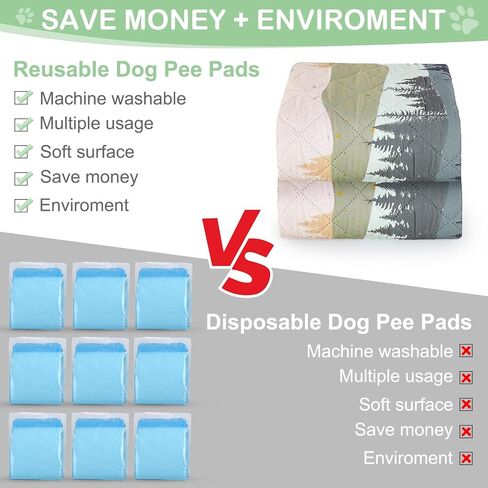 Washable Pee Pads for Dogs, 2 Pack Super Absorbent pee pads for dogs Reusable pee pads for dogs large 100% Waterproof puppy pads pet training pads for Potty, Playpen, Crate, Sofa, Car, 18'' x 24'' in Saudi Arabia