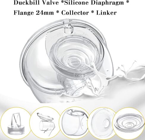 Wearable Breast Pump Milk Collector Cup Accessories,Compatible with TSRETE S12/S9,Kmaier S12 Wearable Breast Pump,Include Duckbill Valve,Silicone Diaphragm,24mm Flange,Milk Collector,Linker in Saudi Arabia