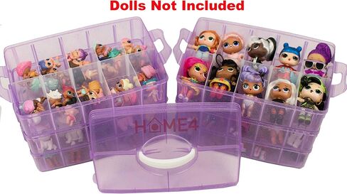 HOME4 No BPA 60 Adjustable Compartments 6 Layers Stackable Storage Container Organizer Carrying Display Case, Compatible with Small Toys LOL, Shopkins, OMG (Dolls Not Included) (Blue) in Kuwait