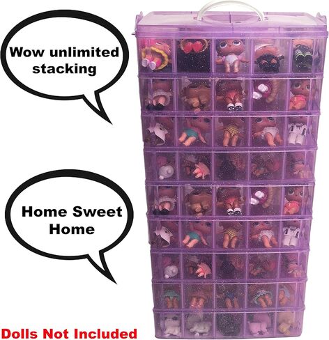 HOME4 No BPA 60 Adjustable Compartments 6 Layers Stackable Storage Container Organizer Carrying Display Case, Compatible with Small Toys LOL, Shopkins, OMG (Dolls Not Included) (Blue) in Kuwait