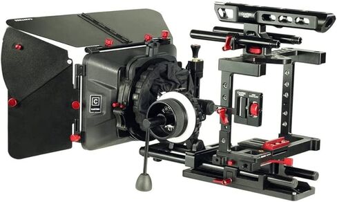 طقم قفص كاميرا CAMTREE Hunt Grand DSLR لسوني A7S/A7S2/A7SII/A7R/A7RII/Canon Mark IV. مع صندوق غير لامع، تركيز متبع، دعم قضيب 15 مم ولوحة حامل ثلاثي القوائم. مريح وآمن (CH-Grnd-CKIT) in Kuwait