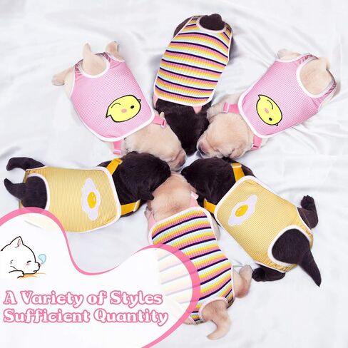 3 Pieces Dog Diaper Striped Sanitary Pantie with Adjustable Suspender Washable Reusable Puppy Sanitary Panties Cute Pet Underwear Diaper Jumpsuits for Female Dogs (Cute Pattern, M) in Saudi Arabia