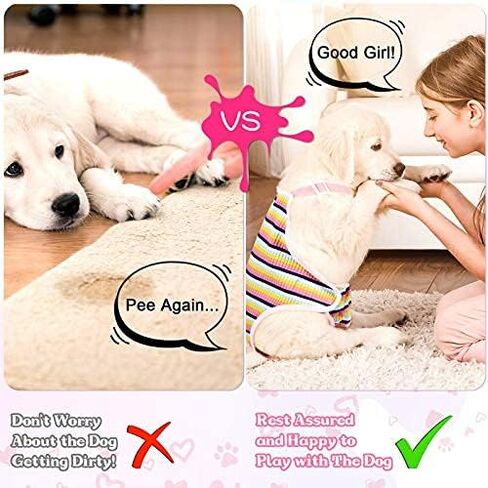 3 Pieces Dog Diaper Striped Sanitary Pantie with Adjustable Suspender Washable Reusable Puppy Sanitary Panties Cute Pet Underwear Diaper Jumpsuits for Female Dogs (Cute Pattern, M) in Saudi Arabia