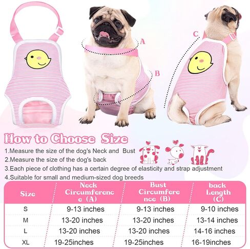 3 Pieces Dog Diaper Striped Sanitary Pantie with Adjustable Suspender Washable Reusable Puppy Sanitary Panties Cute Pet Underwear Diaper Jumpsuits for Female Dogs (Cute Pattern, M) in Saudi Arabia