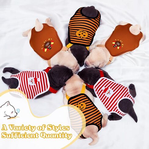 3 Pieces Dog Diaper Striped Sanitary Pantie with Adjustable Suspender Washable Reusable Puppy Sanitary Panties Cute Pet Underwear Diaper Jumpsuits for Female Dogs (Cute Pattern, M) in Saudi Arabia