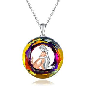 Fryneauy Animal Pendant Necklace 925 Sterling Silver Jewelry Girls with Horse Gift For Girls Women Daughter