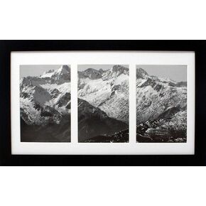 8x14 Collage Black Gallery Picture Frame with Three 4x6 Inch Openings - Wide Molding - Includes Both Attached Hanging Hardware and Desktop Easel - Display Three 4 x 6 Photos Horizontal or Vertical