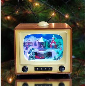 MOMENTS IN TIME 5.5"H Plastic Christmas Scenes Retro Radio with Animated Tree LED & Music Battery Operated in Kuwait