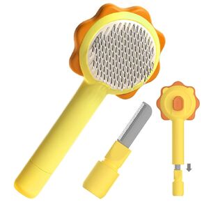 PETDIPOT Cat Brush and Comb 2-in-1,Self Cleaning Slicker Brush for Pet,Cat Brush for Shedding,Professional Grooming Comb for Dog/Cat (Pink) in Kuwait