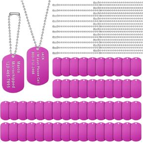 Yinkin 200 Pcs Military Dog Tags Set Including 100 Pcs Aluminum Blank Dog Tags 100 Pcs Ball Steel Chain Rectangle Blank Labels Metal Stamping Label for DIY Decorative Craft Laser Engraving(Black)