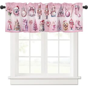 Snowman and Grin-ch Christmas Window Valance for Kitchen Living Room Retro Style Window Curtain for Bedroom Funny Christmas Window Valance Rod Pocket Window Treatment Christmas Decors, 54" W x 18" L