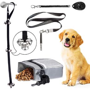 ميريك مجموعة تدريب الحيوانات الاليفة، تتضمن شنطة حلوى ونقر، واجراس باب للتدريب، وصفارة، ودليل باللغة الانجليزية، وتحسين السلوك، وتعليم الاوامر وبناء التواصل، مجموعة واحدة في كل عبوة in Kuwait