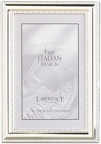 Lawrence Frames 510746 4x6 Metal Picture Frame Silver-Plate with Delicate Beading in Kuwait