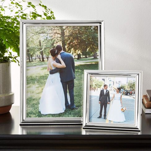 Lawrence Frames 510746 4x6 Metal Picture Frame Silver-Plate with Delicate Beading in Kuwait