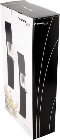 ارت ميشن حامل شموع جداري اسود، ديكور حائط زجاجي ومعدني لغرفة المعيشة، شمعدان منزلي 2 انش × 12 انش، شمعدان معلق لتزيين الحائط مجموعة من قطعتين in Kuwait