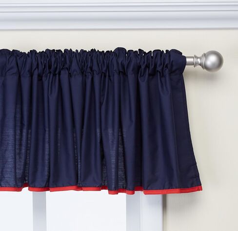 Baby Doll Bedding Solid Two Tone Window Valance, Navy/Red in Saudi Arabia