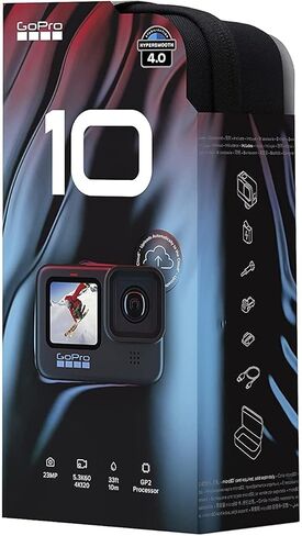 كاميرا فيديو Pixel Hub GoPro HERO10 سوداء مقاومة للماء بدقة 12 ميجابكسل - تتضمن الحزمة النهائية: بطاقة MicroSD سعة 64 جيجابايت من Sandisk، وبطارية إضافية 2X، وشاحن مزدوج، وحزام للرأس، وبوبر ومجموعة تنظيف in Kuwait