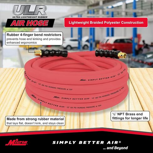 Milton ULR122512: خرطوم مطاطي خفيف الوزن للغاية مقاس 1/2 بوصة × 25 بوصة (أطراف Npt مقاس 1/2 بوصة) in Saudi Arabia