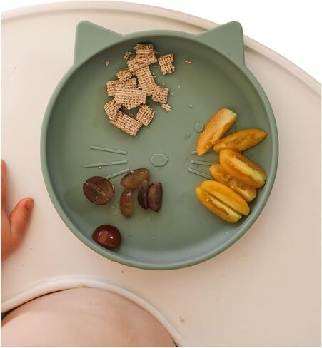 Spoondrift 100% Food Grade Silicone Slip-Proof Suction Cat Shaped Plate | BPA-Free | Non-Toxic | For Toddler Meal Time, Choose From 3 Colors (Blue) in Saudi Arabia