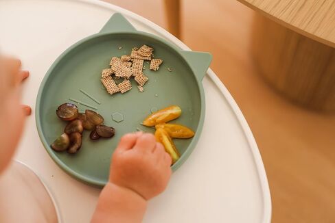 Spoondrift 100% Food Grade Silicone Slip-Proof Suction Cat Shaped Plate | BPA-Free | Non-Toxic | For Toddler Meal Time, Choose From 3 Colors (Blue) in Saudi Arabia