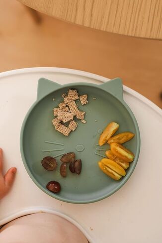 Spoondrift 100% Food Grade Silicone Slip-Proof Suction Cat Shaped Plate | BPA-Free | Non-Toxic | For Toddler Meal Time, Choose From 3 Colors (Blue) in Saudi Arabia